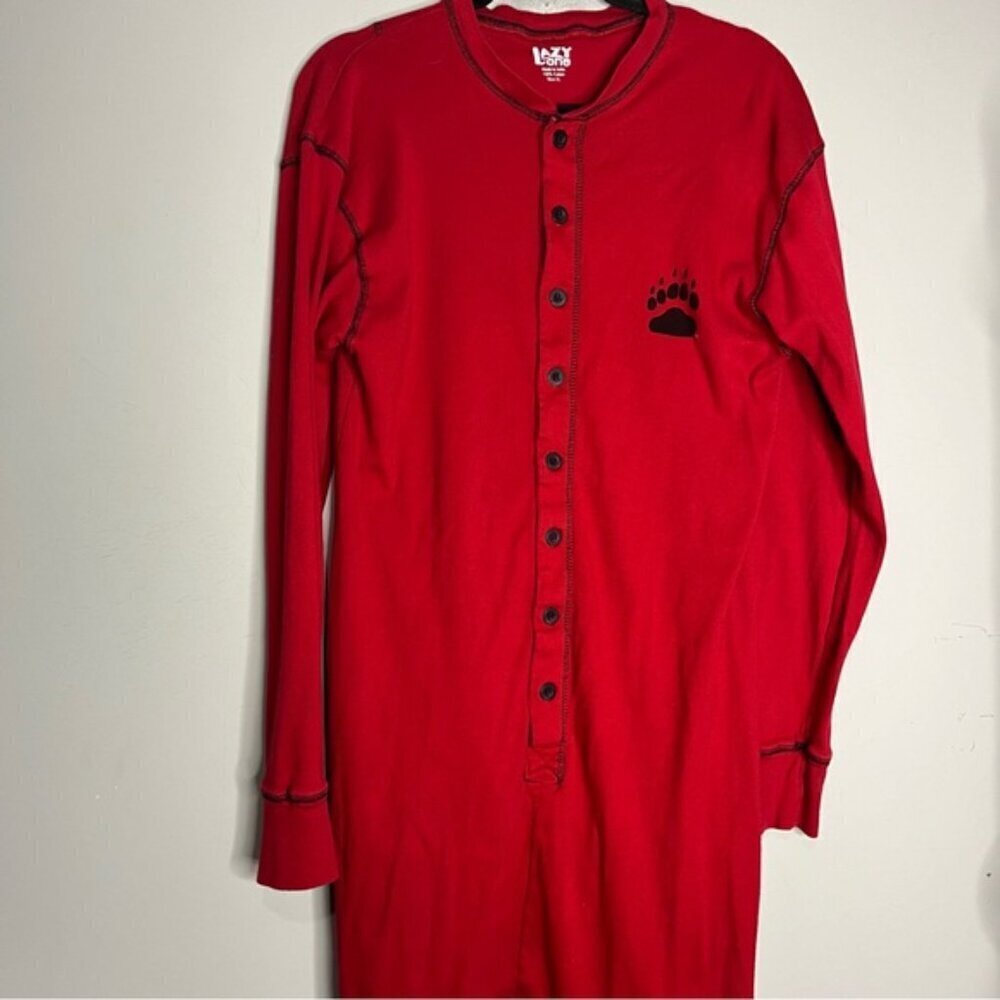 Lazy One Unisex Bear Bottom Flapjack Red Onesie Pajamas, size XL